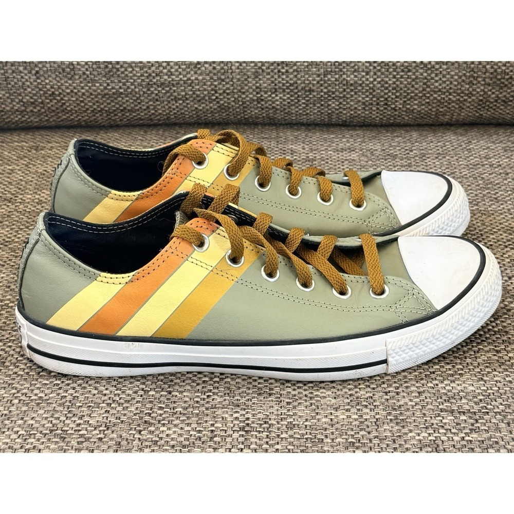 Converse Chuck Taylor Mens 8 Green With Yellow And Orange Stripes. Rare 70s Vibe - Picture 1 of 7